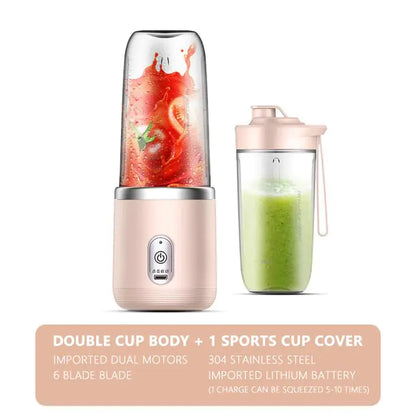 Versatile 6-Blade Compact Smoothie Maker & Portable Juicer – Ideal for Healthy On-the-Go Lifestyles