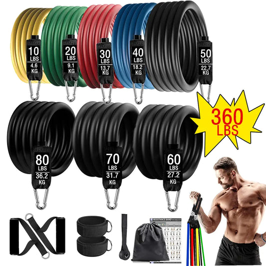 360lbs Adjustable Resistance Bands Set for Home Workouts: Build Strength, Flexibility, and Endurance